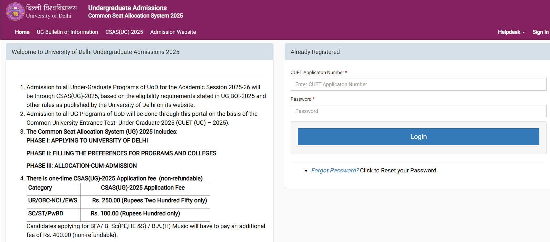 DU UG Admissions 2025 Begin – Apply Now via CSAS Portal @ugadmission.uod.ac.in -_3.1